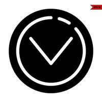 down arrow in button glyph icon vector