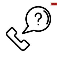 cell phone with question line icon vector