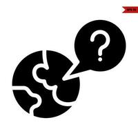 earth with question mark in speech bubble glyph icon vector