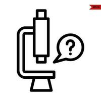 microscope with question mark in speech bubble line icon vector