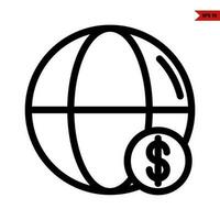 earth with money in button line icon vector