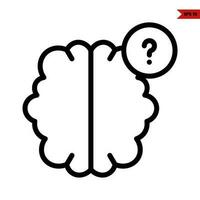 brain with question mark in button line icon vector