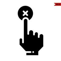 hand push cross in button glyph icon vector