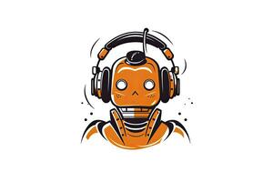 Robot sketch icon. Bot sign design. Chatbot symbol concept. Voice support service bot. Online support bot. photo