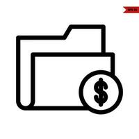 money coin with folder line icon vector