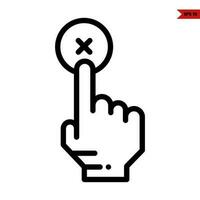 hand push with cross in button line icon vector