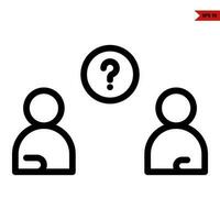 team work with question mark in button line icon vector