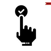 hand push check in button glyph icon vector