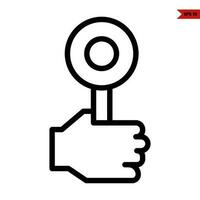 magnyfing glass in hand line icon vector