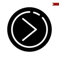 arrow to the right in button glyph icon vector