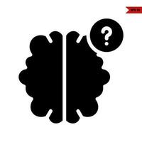 brain with question mark in button glyph icon vector