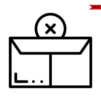mail with cross in button line icon vector