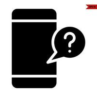 mobile phone with question mark in speech bubble  glyph vector