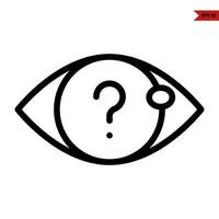 question mark in eye line icon vector