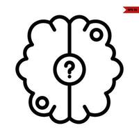 question mark in brain line icon vector