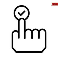 hand push with check in button line icon vector