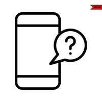 mobile phone with question mark in speech bubble line icon vector