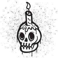 Graffiti spray paint skull candle isolated vector