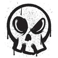 Vector graffiti spray paint angry skull sign isolated vector illustration