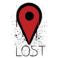 Vector graffiti spray paint gps lost sign isolated vector illustration