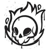 Vector graffiti spray paint skull on fire isolated vector illustration