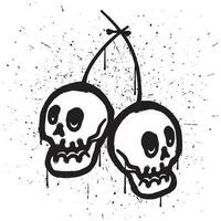 Graffiti spray paint cherry skull isolated vector