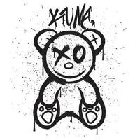 Vector graffiti spray paint cute teddy bear isolated vector illustration