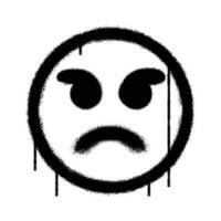 Vector graffiti spray paint angry face emoticon on white background vector illustration