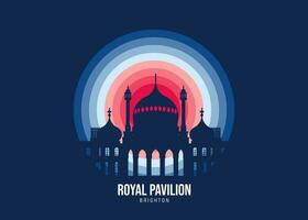 Royal Pavilion. Moonlight illustration of famous historical, The color tone of the light is based on the official flag Vector eps 10.