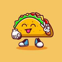 Vector illustration of kawaii taco cartoon character with stick golf and ball. Vector eps 10