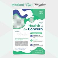 Medical flyer and brochure cover page template design vector