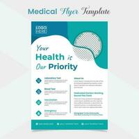 Medical healthcare flyer and poster template design vector