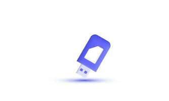 illustration creative purple cute usb 3d vector icon symbols isolated on background