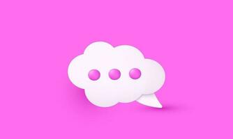 modern 3d realistic pink speech cloud bubble chat illustration trendy icon style object symbols isolated on background vector