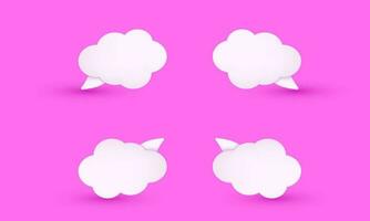 modern 3d realistic pink cute set collection cloud speech bubble illustration trendy icon style object symbols isolated on background vector