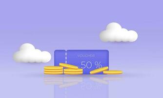 illustration creative icon voucher coupons 50 percentage coin dollar business vector