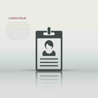 Id card icon in flat style. Identity tag vector illustration on white isolated background. Driver licence business concept.