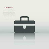 Briefcase sign icon in flat style. Suitcase vector illustration on white isolated background. Baggage business concept.