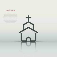 Church icon in flat style. Chapel vector illustration on white isolated background. Religious building business concept.