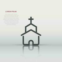 Church icon in flat style. Chapel vector illustration on white isolated background. Religious building business concept.