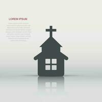 Church icon in flat style. Chapel vector illustration on white isolated background. Religious building business concept.