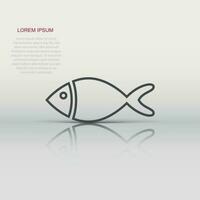 Fish sign icon in flat style. Goldfish vector illustration on white isolated background. Seafood business concept.