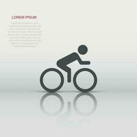 People on bicycle sign icon in flat style. Bike vector illustration on white isolated background. Men cycling business concept.