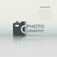 Camera device sign icon in flat style. Photography vector illustration on white isolated background. Cam equipment business concept.