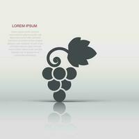 Grape fruits sign icon in flat style. Grapevine vector illustration on white isolated background. Wine grapes business concept.