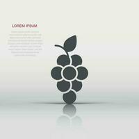 Grape fruits sign icon in flat style. Grapevine vector illustration on white isolated background. Wine grapes business concept.