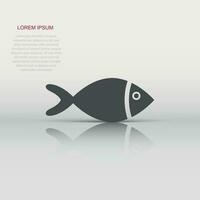 Fish sign icon in flat style. Goldfish vector illustration on white isolated background. Seafood business concept.