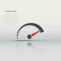 Speedometer level sign icon in flat style. Accelerate vector illustration on white isolated background. Motion tachometer business concept.