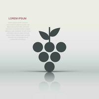 Grape fruits sign icon in flat style. Grapevine vector illustration on white isolated background. Wine grapes business concept.