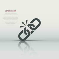 Broken chain sign icon in flat style. Disconnect link vector illustration on white isolated background. Detach business concept.